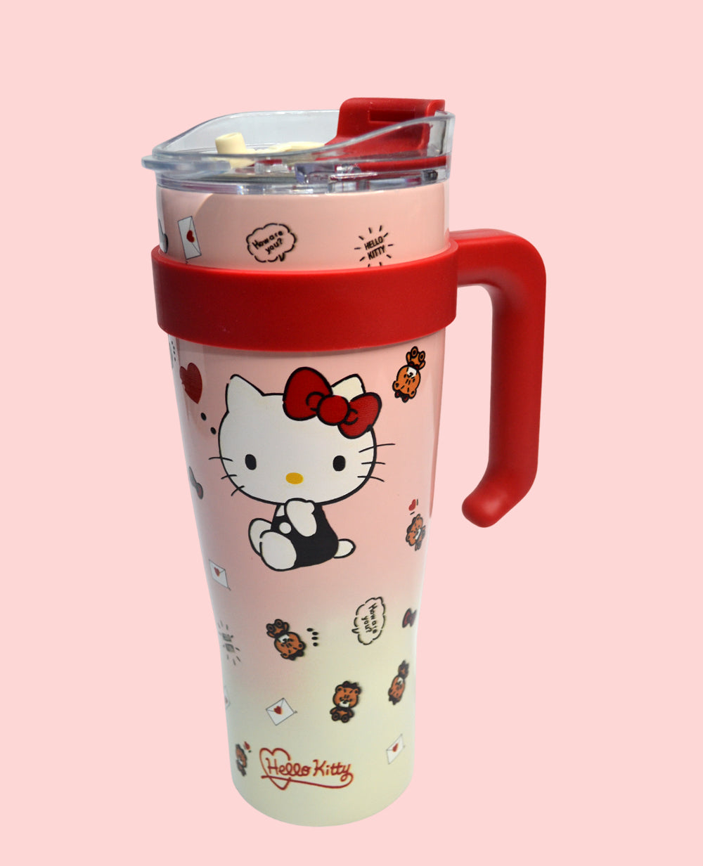 Stainless steel tumbler + Hello Kitty cute design
Insulated stainless steel tumbler + hot and cold drinks